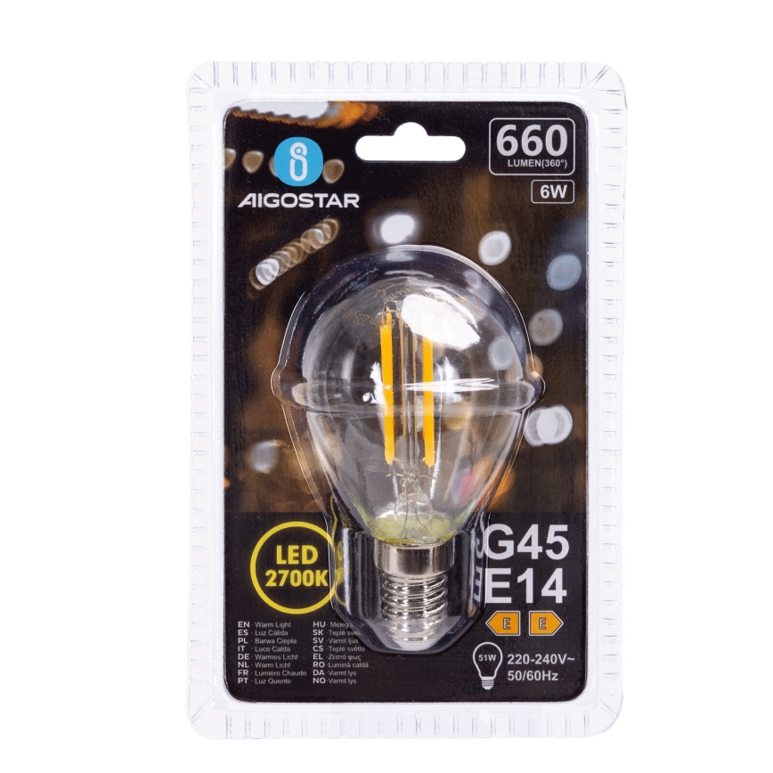 LED sijalica G45 E14/6W/230V 2700K - Aigostar
