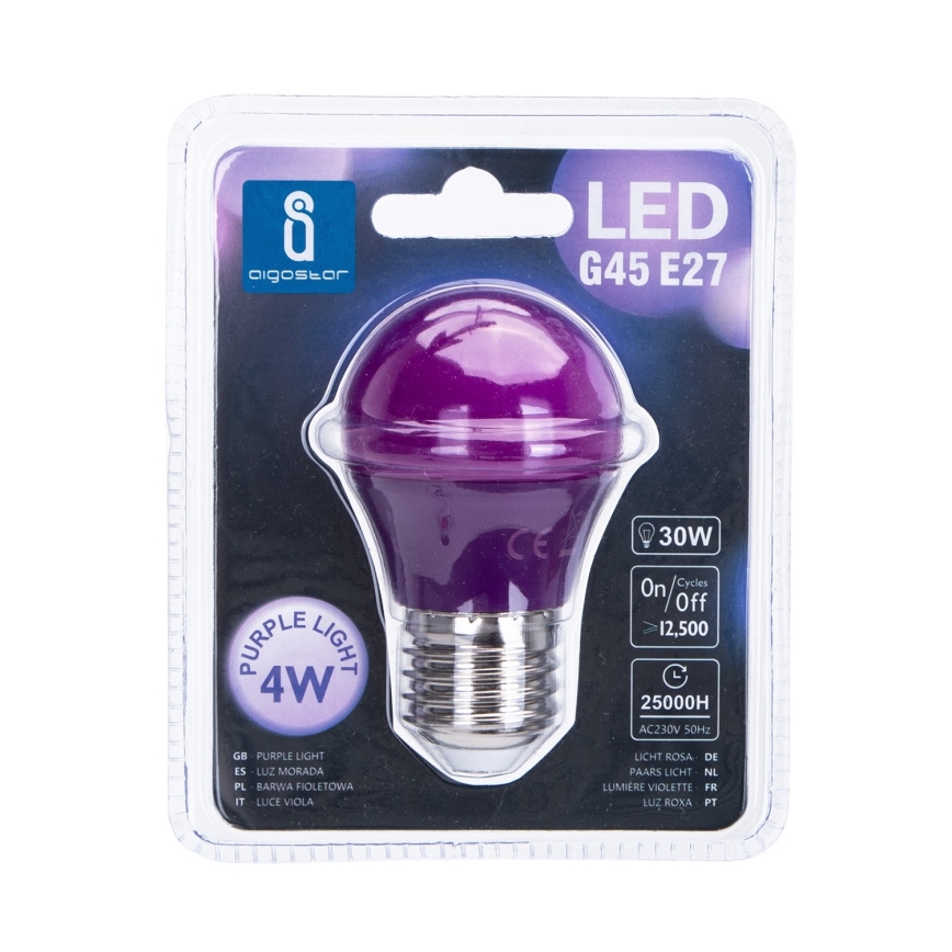 LED sijalica G45 E27/4W/230V ljubičasta - Aigostar