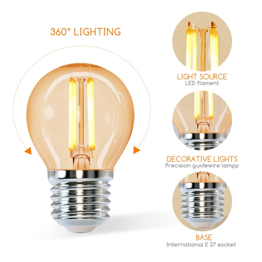 LED sijalica G45 E27/6W/230V 2200K - Aigostar
