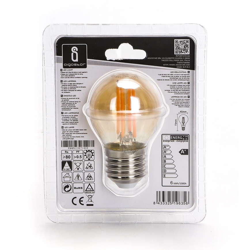 LED sijalica G45 E27/6W/230V 2200K - Aigostar
