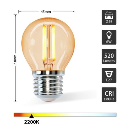LED sijalica G45 E27/6W/230V 2200K - Aigostar