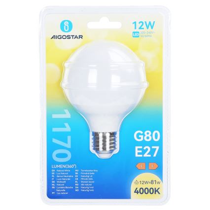 LED sijalica G80 E27/12W/230V 4000K - Aigostar