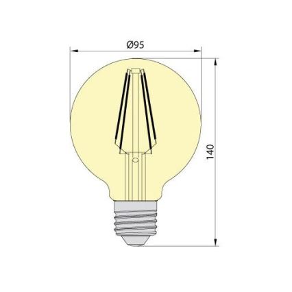 LED sijalica LEDSTAR AMBER G95 E27/8W/230V 2200K