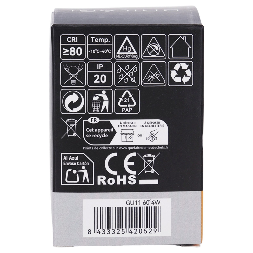 LED sijalica MR11 GU10/4W/230V 3000K 60° crna - BRILAGI