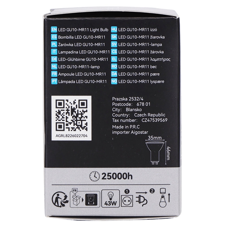 LED sijalica MR11 GU10/4W/230V 3000K 60° crna - BRILAGI