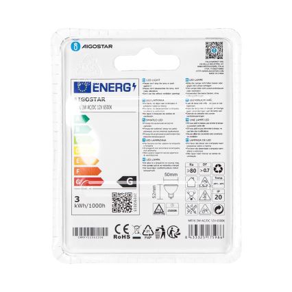 LED sijalica MR16 GU5,3/3W/12V 6500K - Aigostar