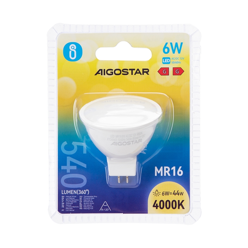 LED sijalica MR16 GU5,3/6W/12V 4000K - Aigostar