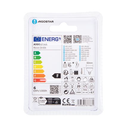 LED sijalica MR16 GU5,3/6W/12V 4000K - Aigostar