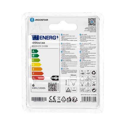 LED sijalica MR16 GU5,3/6W/12V 6500K - Aigostar