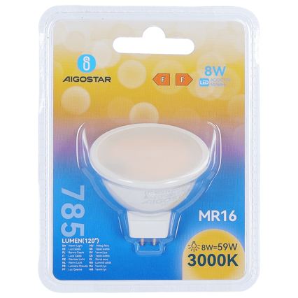 LED sijalica MR16 GU5,3/8W/12V 3000K - Aigostar