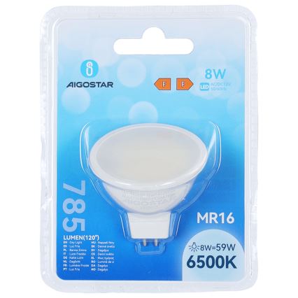 LED sijalica MR16 GU5,3/8W/12V 6500K - Aigostar