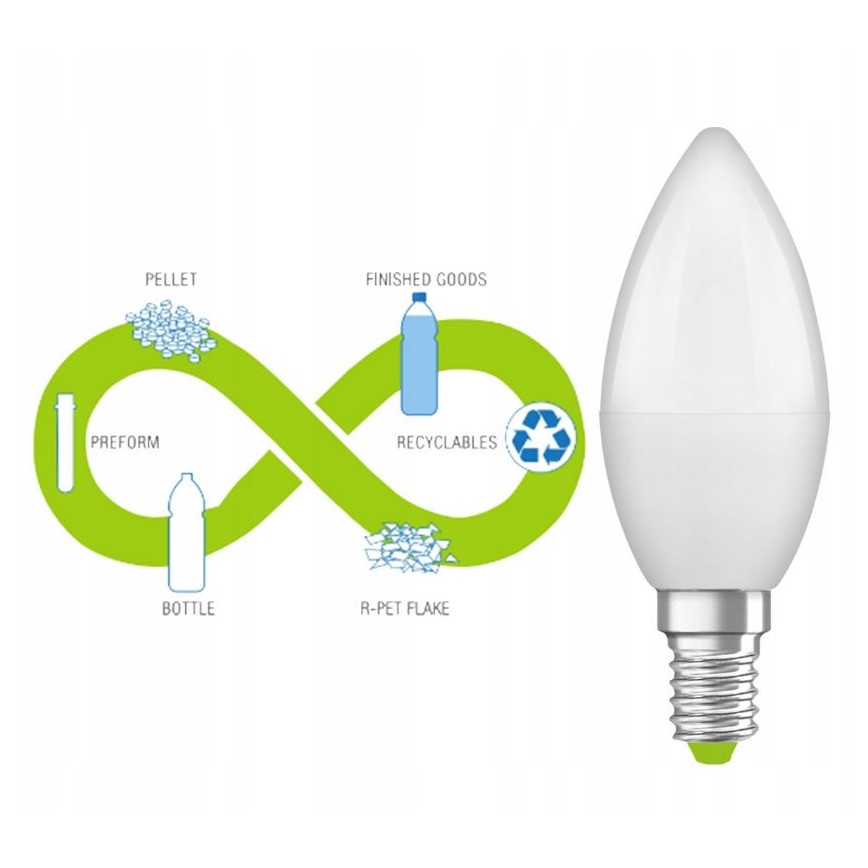LED sijalica od reciklirane plastike B40 E14/4,9W/230V 2700K - Ledvance