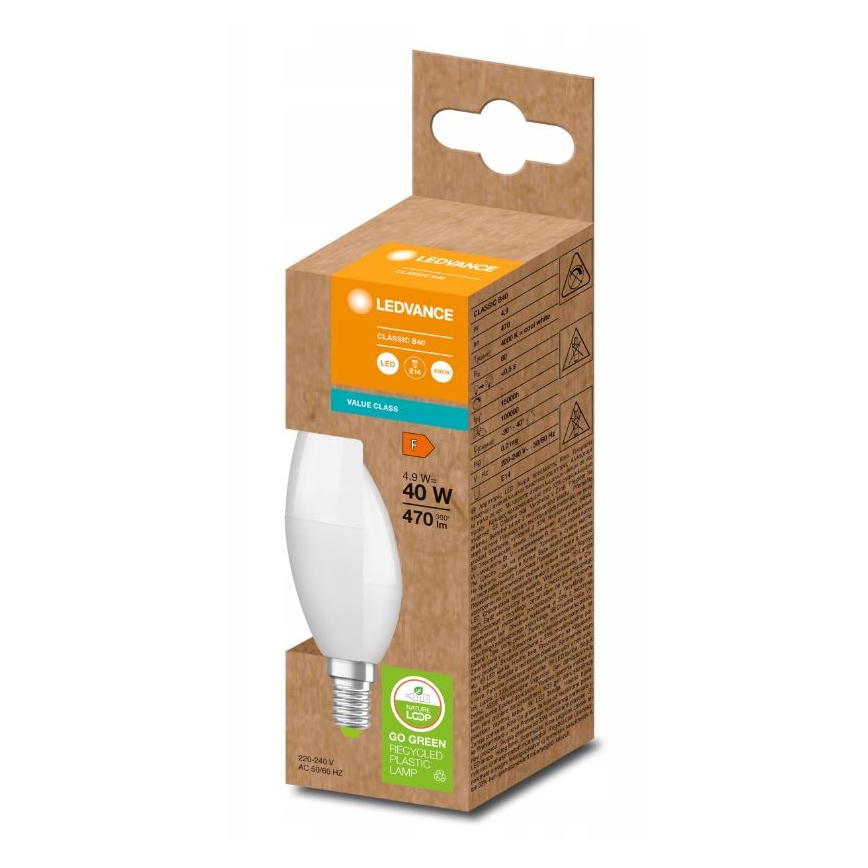 LED sijalica od reciklirane plastike B40 E14/4,9W/230V 4000K - Ledvance