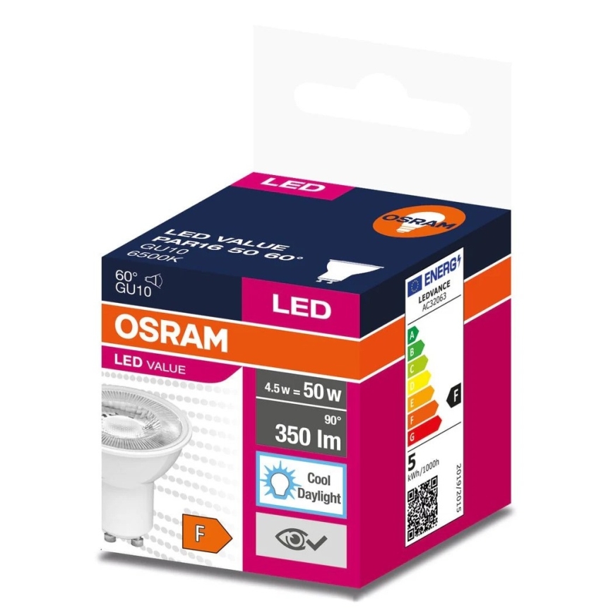 LED sijalica PAR16 GU10/4,5W/230V 6500K 60° - Osram