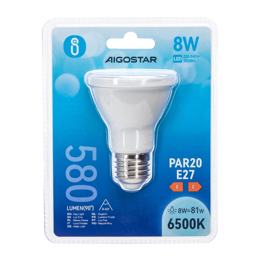 LED sijalica PAR20 E27/8W/230V 6500K - Aigostar