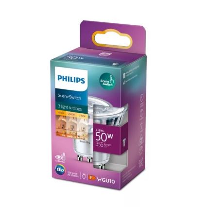 LED sijalica Philips SCENE SWITCH PAR16 GU10/4,8W/230V 2200/2500/2700K prebacivanje u tri stepena