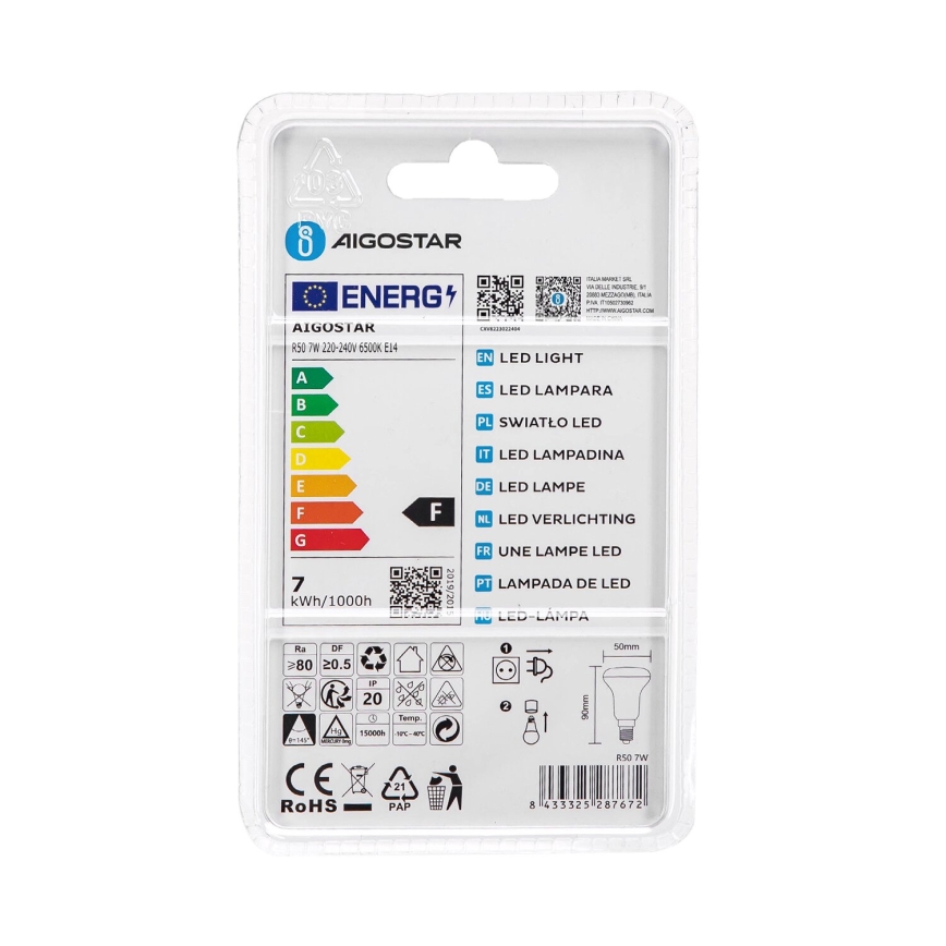 LED sijalica R50 E14/7W/230V 6500K - Aigostar