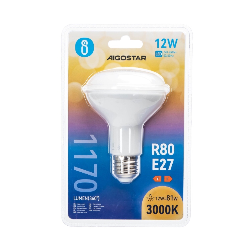 LED sijalica R80 E27/12W/230V 3000K - Aigostar