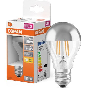 LED sijalica sa ogledalnim vrhom FILAMENT E27/6,5W/230V 2700K srebrna- Osram