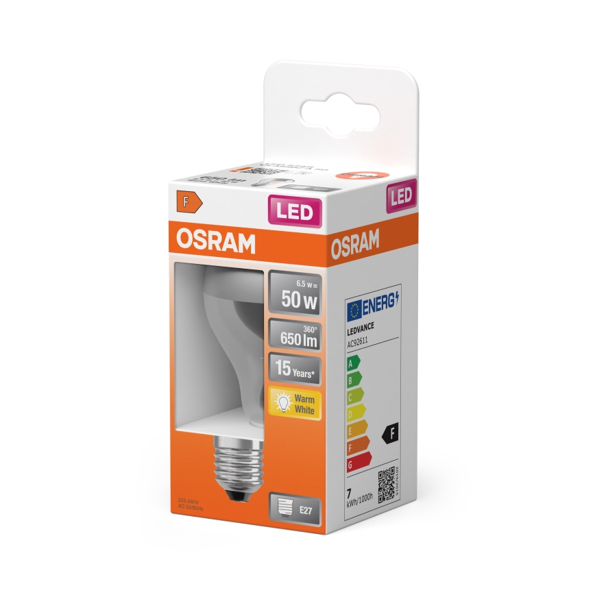 LED sijalica sa ogledalnim vrhom FILAMENT E27/6,5W/230V 2700K srebrna- Osram