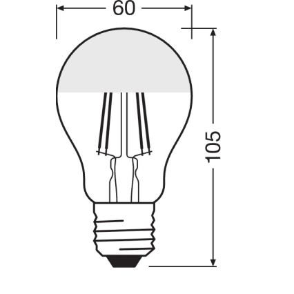 LED sijalica sa ogledalnim vrhom FILAMENT E27/6,5W/230V 2700K srebrna- Osram