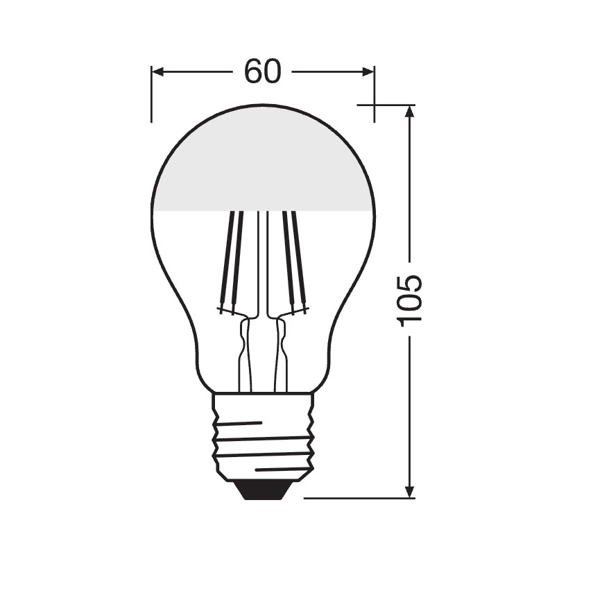LED sijalica sa ogledalnim vrhom FILAMENT E27/6,5W/230V 2700K srebrna- Osram
