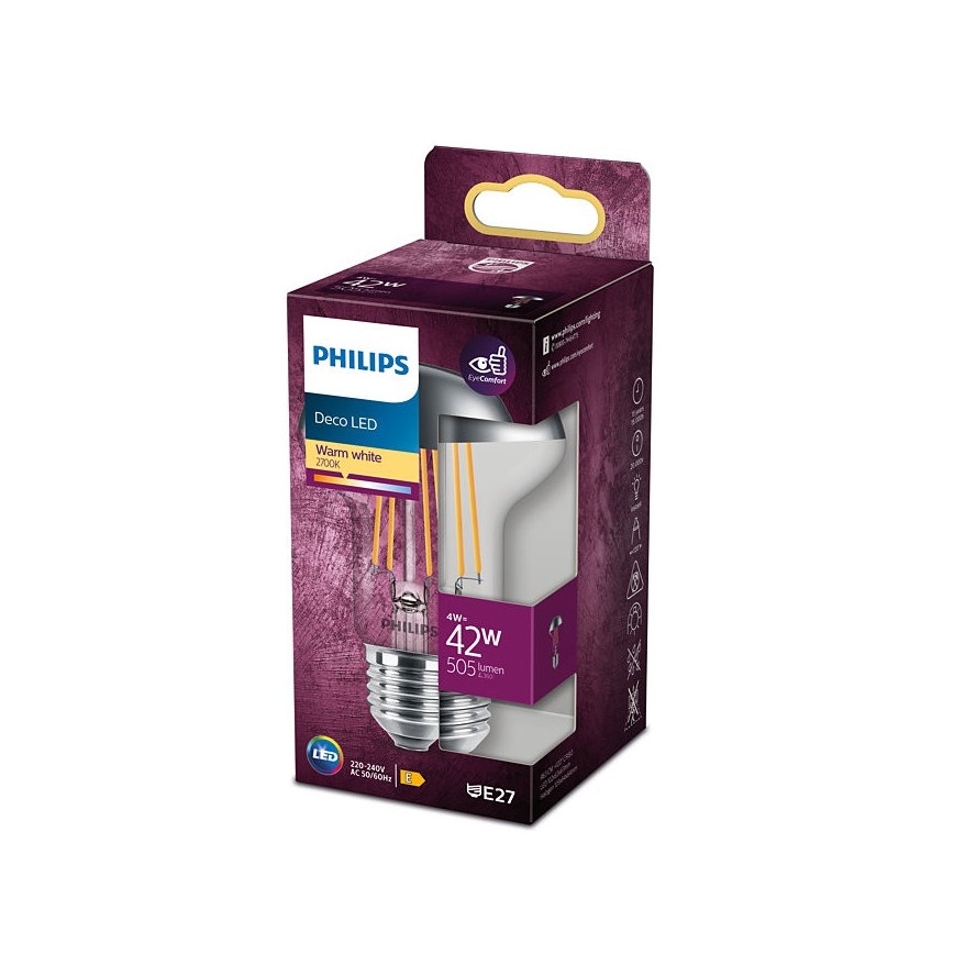 LED sijalica sa ogledalnim vrhom Philips DECO E27/4W/230V 2700K
