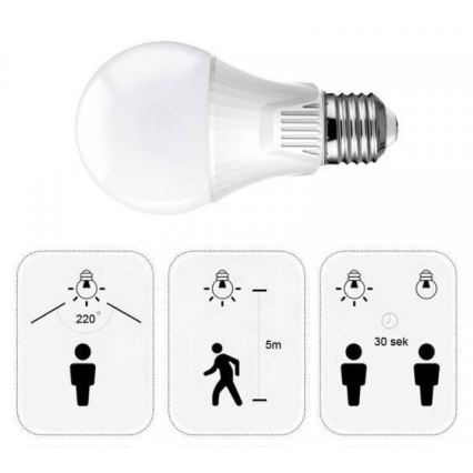 LED sijalica sa senzorom pokreta E27/9W/230V 6500K
