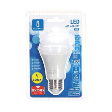 LED sijalica sa senzorom pokreta i sumraka A60 E27/12W/230V 3000K - Aigostar