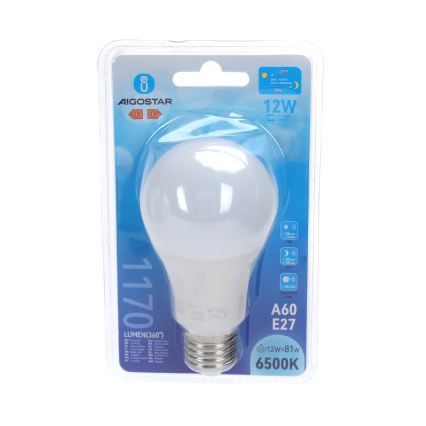 LED sijalica sa senzorom sumraka A60 E27/12W/230V 6500K - Aigostar
