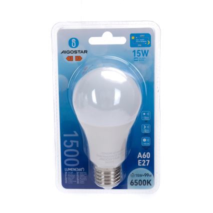 LED sijalica sa senzorom sumraka A60 E27/15W/230V 6500K - Aigostar