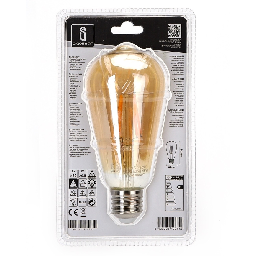 LED sijalica ST64 E27/4W/230V 2200K - Aigostar