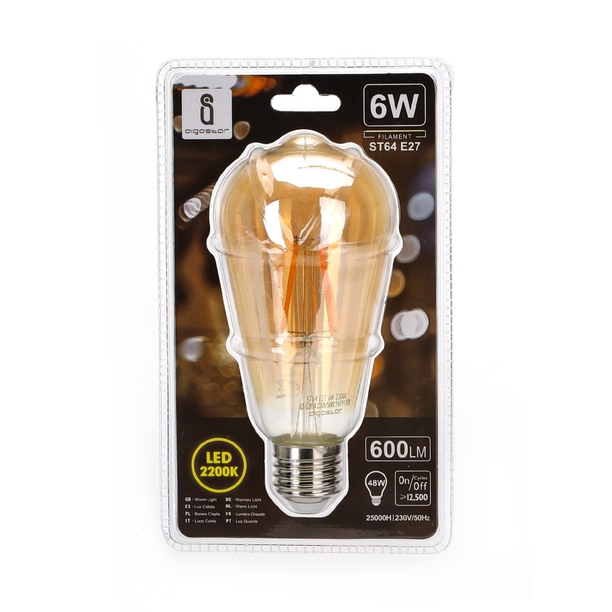 LED sijalica ST64 E27/6W/230V 2200K - Aigostar