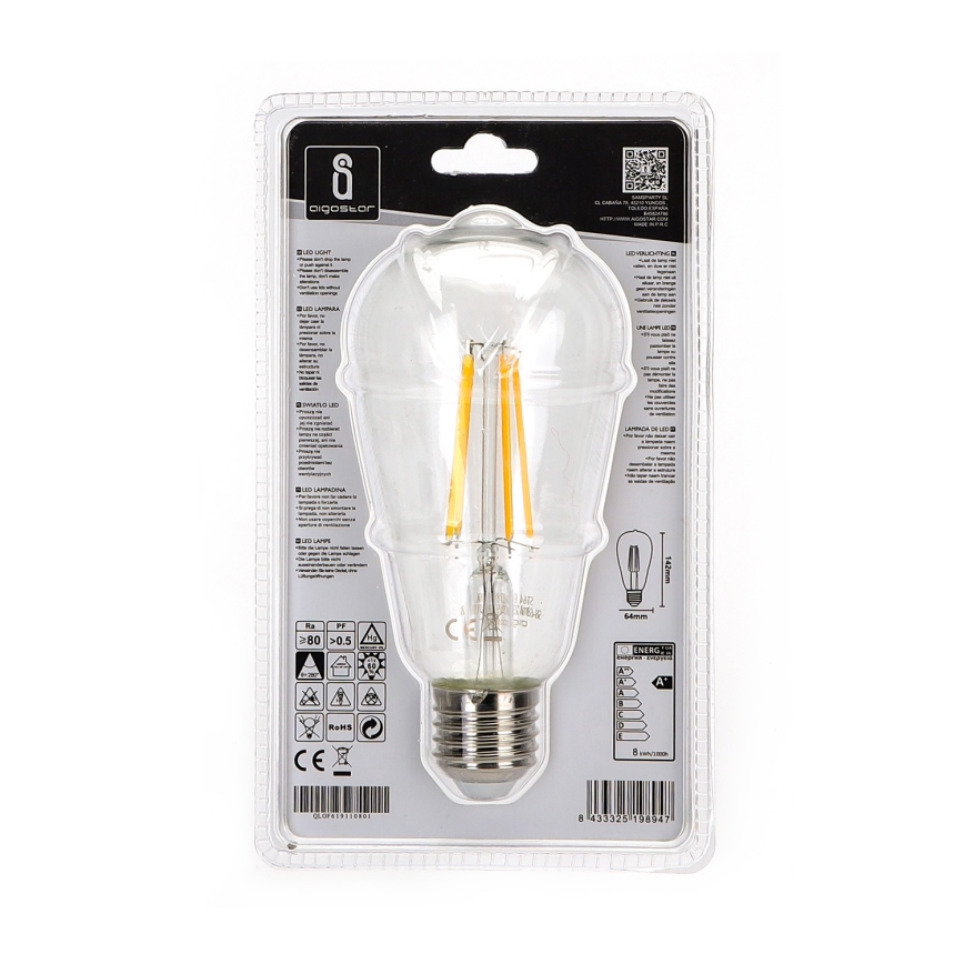 LED sijalica ST64 E27/8W/230V 2700K - Aigostar