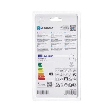 LED sijalica ST64 E27/8W/230V 330° 6500K - Aigostar
