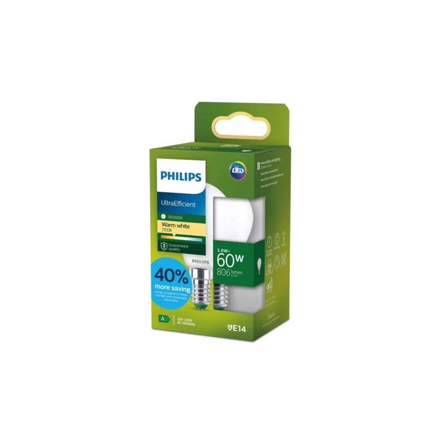 LED sijalica ULTRAEFFICIENT Philips P45 E14/3,8W/230V 2700K
