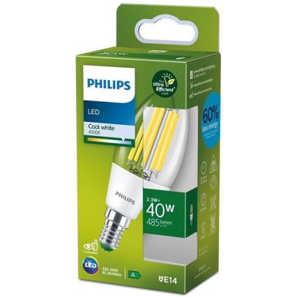 LED sijalica ULTRAEFFICIENT VINTAGE Philips B35 E14/2,3W/230V 4000K