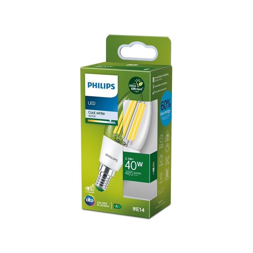 LED sijalica ULTRAEFFICIENT VINTAGE Philips B35 E14/2,3W/230V 4000K
