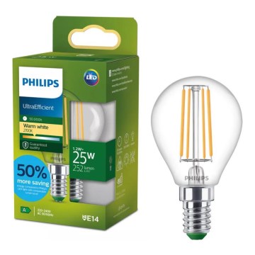 LED sijalica ULTRAEFFICIENT VINTAGE Philips P45 E14/1,2W/230V 2700K