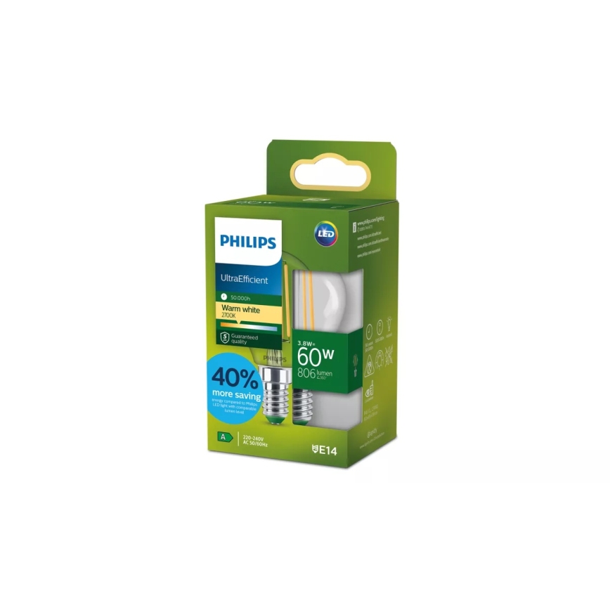 LED sijalica ULTRAEFFICIENT VINTAGE Philips P45 E14/3,8W/230V 2700K