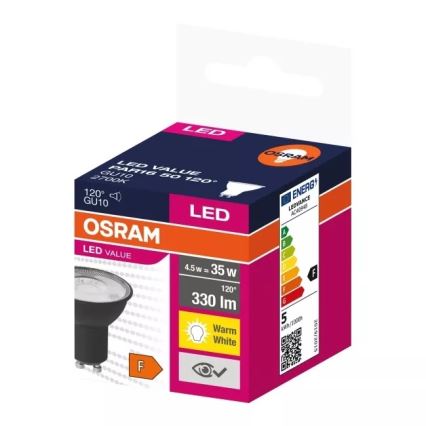 LED sijalica VALUE PAR16 GU10/4,5W/230V 2700K 120° crna - Osram