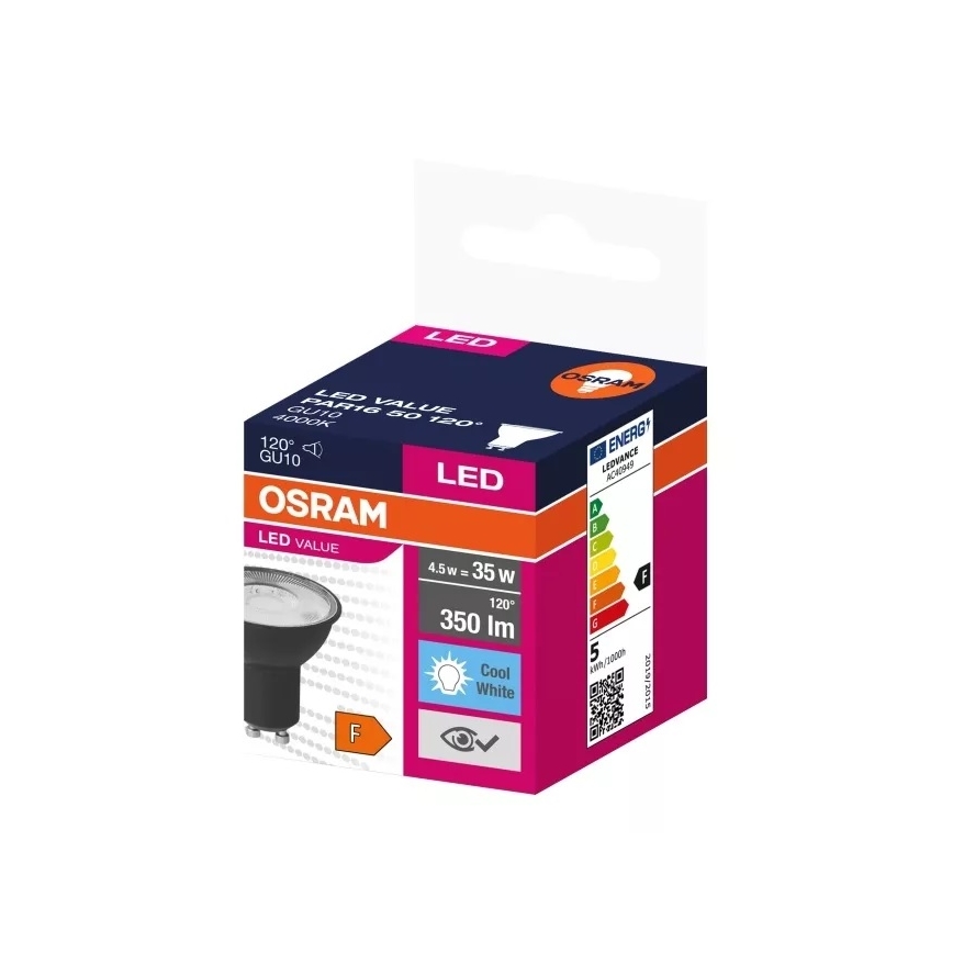 LED sijalica VALUE PAR16 GU10/4,5W/230V 4000K 120° crna - Osram