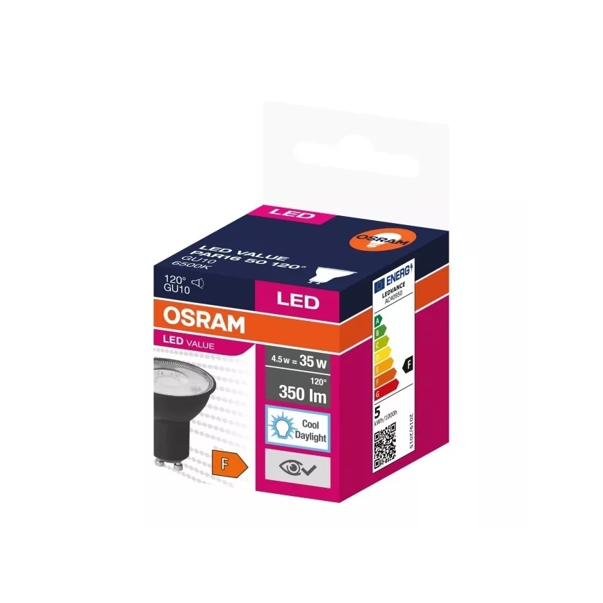 LED sijalica VALUE PAR16 GU10/4,5W/230V 6500K 120° crna - Ledvance