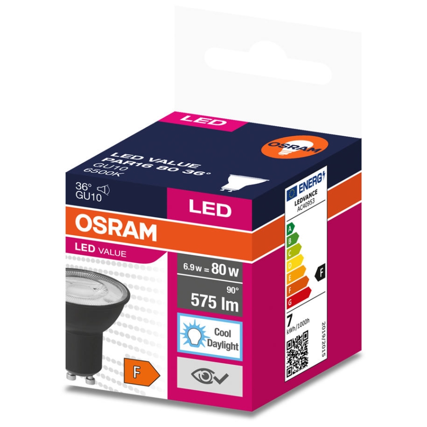 LED sijalica VALUE PAR16 GU10/6,9W/230V 4000K 36° crna - Osram