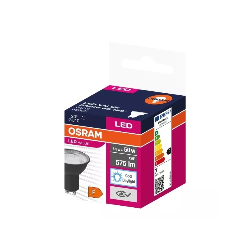 LED sijalica VALUE PAR16 GU10/6,9W/230V 6500K 120° crna - Osram