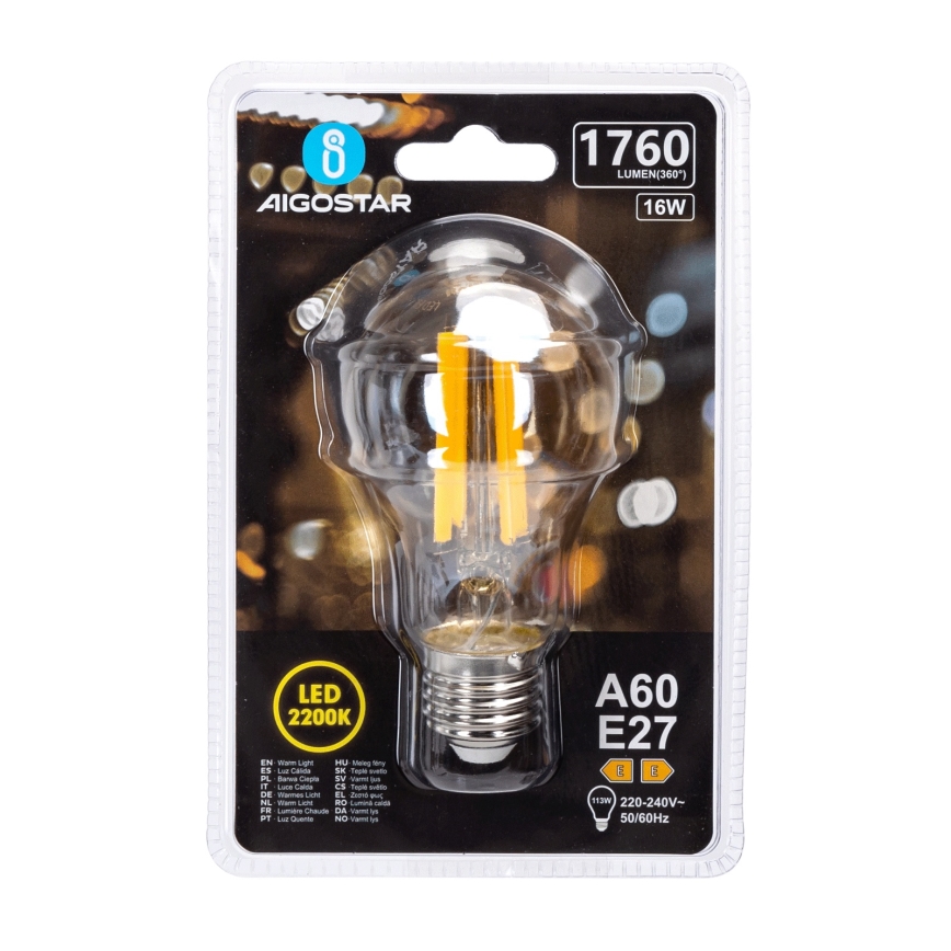 LED sijalica VINTAGE A60 E27/16W/230V 2200K - Aigostar
