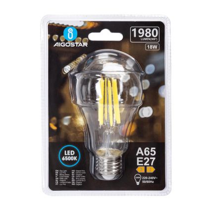 LED sijalica VINTAGE A65 E27/18W/230V 6500K - Aigostar