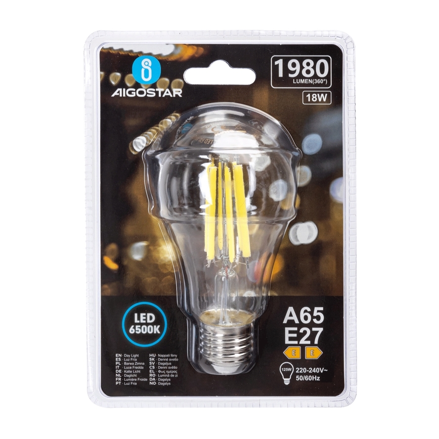 LED sijalica VINTAGE A65 E27/18W/230V 6500K - Aigostar