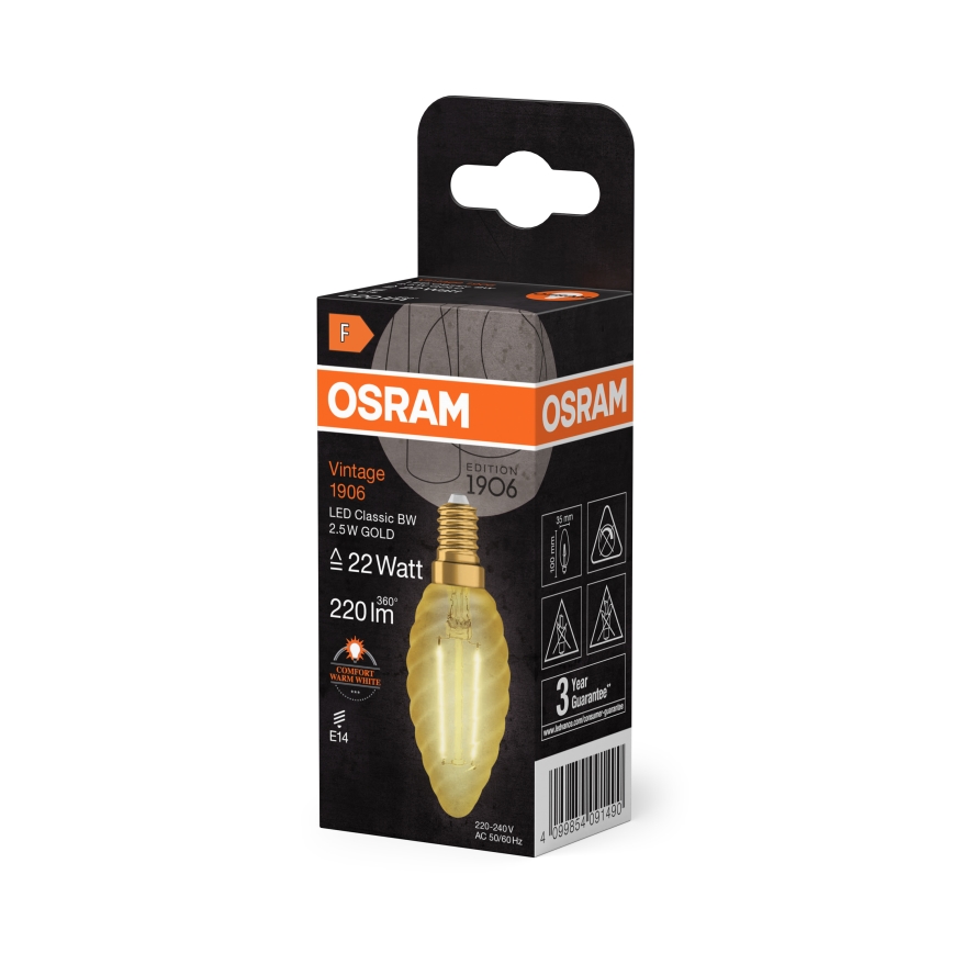 LED sijalica VINTAGE FILAMENT E14/2,5W/230V 2400K - Osram