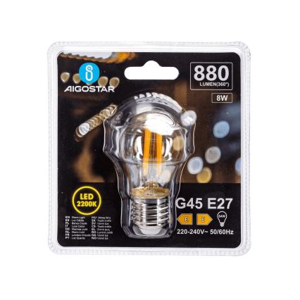 LED sijalica VINTAGE G45 E27/8W/230V 2200K - Aigostar